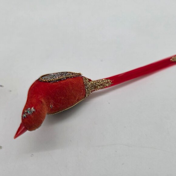 Vintage Blow Mold Christmas Ornament Crafts Flocked Birds White Boot Clip on - Picture 6 of 10